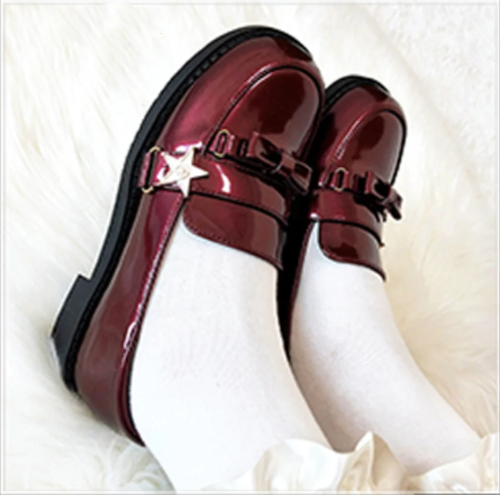 

Sweet Lolita Shoes Tea Party Kawaii Princess Kawaii JK Shoes Vintage Bowknot Round Head Low Heel Girls Shoes Loli Cosplay Cos