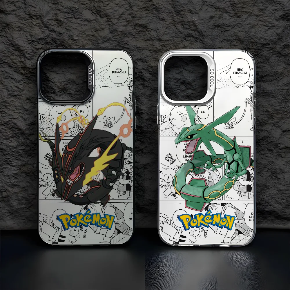 Cool Japan Anime Rayquaza Phone Case For IPhone 16 15 14 13 12 11 Pro Max Black Matte Multicolor Laser Metallic Aurora Funda