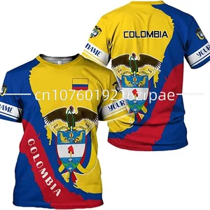 تي شيرت رسومي من العلم الكولومبي وشعار النبالة للرجال ، كنزة صوفية غير رسمية ، أزياء كبيرة جدا ، قمصان فضفاضة للأولاد ، بلوزة قصيرة الأكمام ، صيفي أفضل 12 ملابس كولومبيا مبيعا - رقم 5