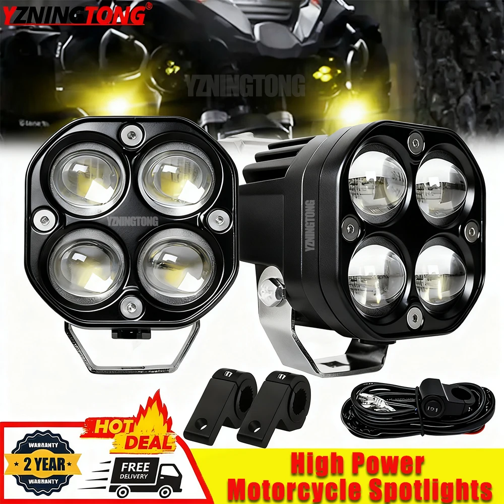 

3 Inch Motorcycle Led Headlight Bulbs 680W Dual Color Motorbike Lens LED Spotlight Additional Fog Light Accessory for Moto Car