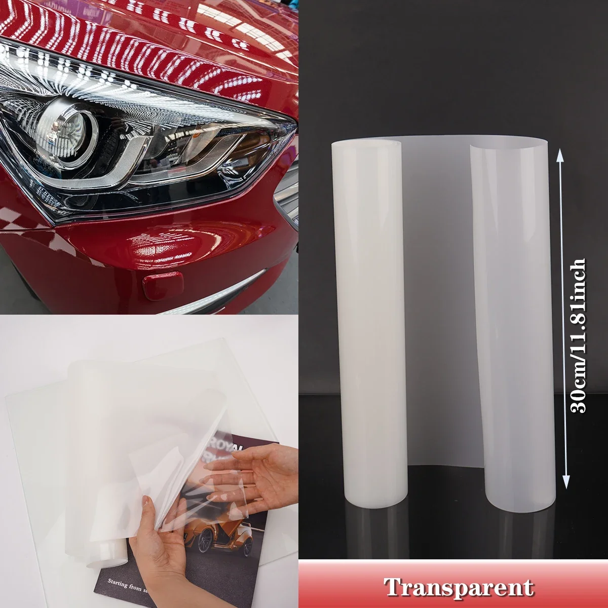 6.5Mil TPH PPF Material Car Headlight Protection Film Vinyl Wrap No Residual Glue Left for Car Styling & Motorcycle Decor