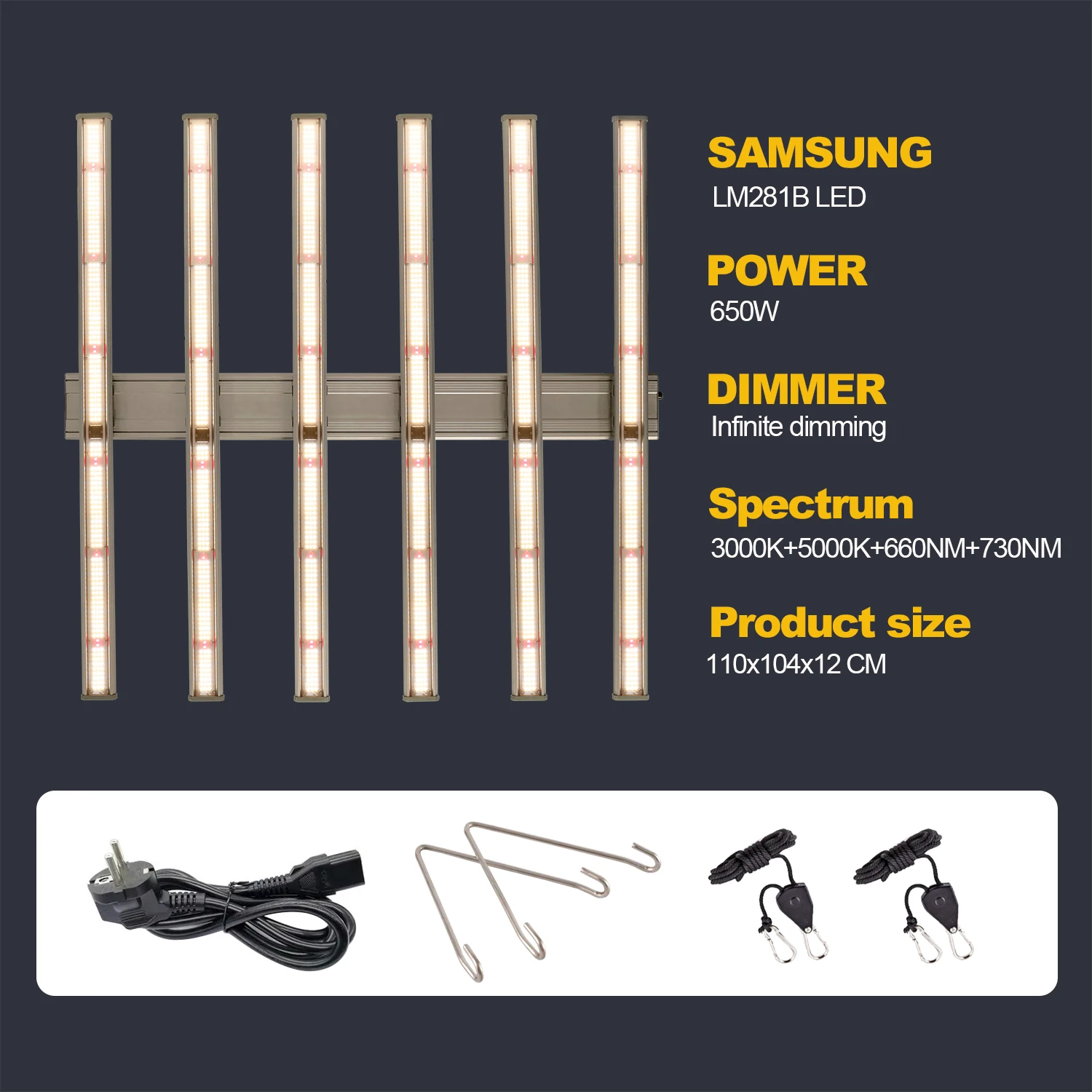 조도 조절 LED 성장 조명, 삼성 LM281B + 칩, 풀 스펙트럼 식물, 실내 식물, 채소 꽃 씨앗, 온실 수경재배, 650W