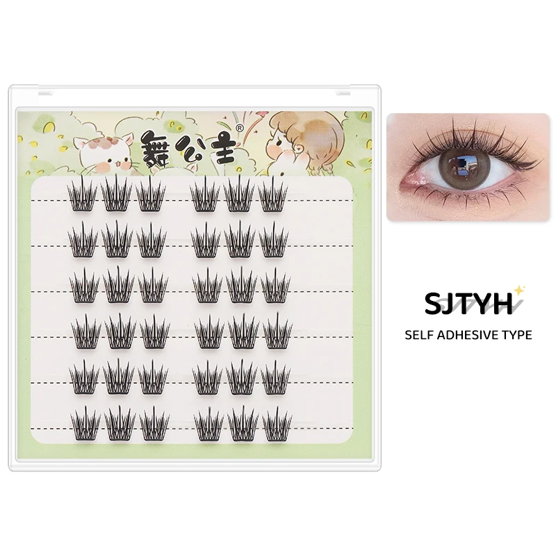 DINGSEN Selbstklebende Cluster-Wimpern, 6 Reihen, einzelne Wimpern, kein Kleber erforderlich, koreanisches Make-up, DIY-Wimpern, natürliche Wimpern – Detail 24