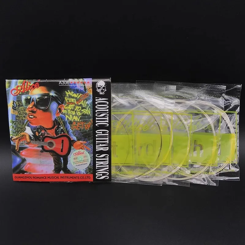 10 Sets Acoustic Guitar Strings Alice A306 Guitar Strings Silver Plated Copper Alloy Wound 010-047 011-052