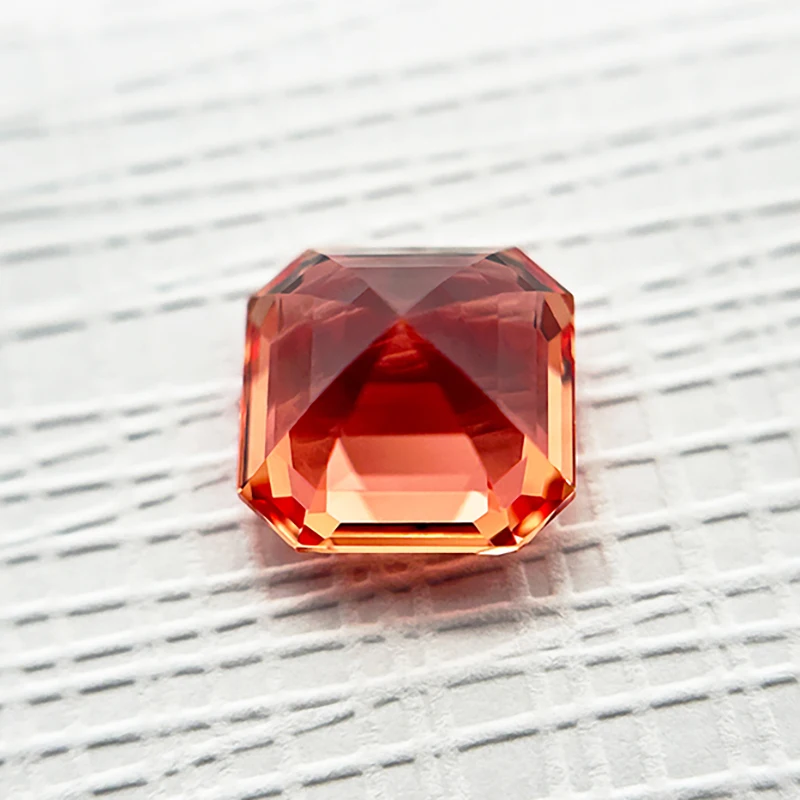 Laborgezüchteter Padparadscha-Asscher-Schliff Feuer-Lotus-Farbe Hochglänzender Loser Edelstein für Schmuckherstellung mit Ausgewähltem Zertifikat – Detail 6