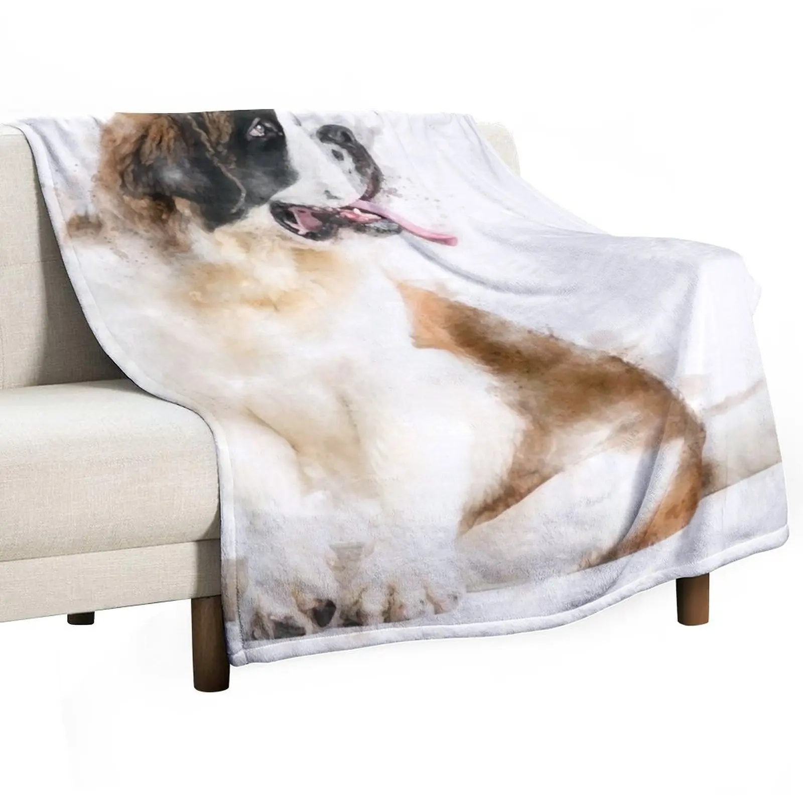 

Saint Bernard Watercolour Artwork Throw Blanket Hair Comforter Soft Beds Blankets Sofas Of Decoration Blankets