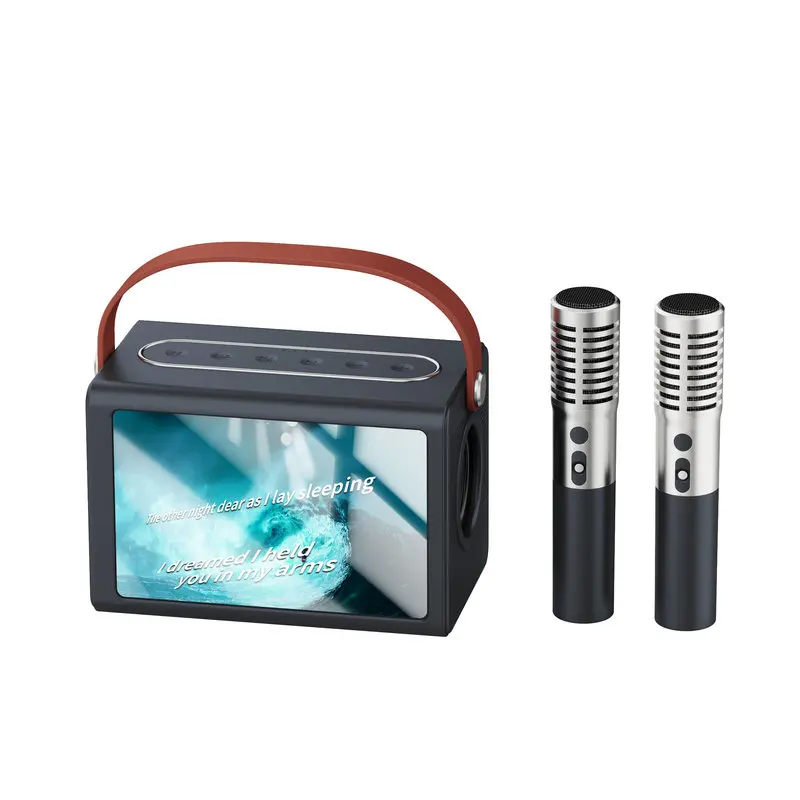 1000 واط باس ميكروفون مزدوج ذكي لمكبر صوت بلوتوث نظام آلة الكاريوكي المنزلي مع كلمات عائمة للاتصالات USB