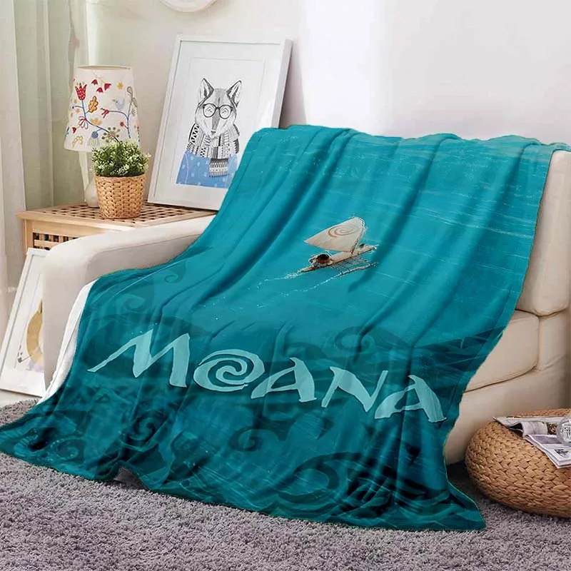 Anime Moana Cartoon Disney Blanket Soft Fluffy Throw Children Adult Sofa Plush Summer Bedspread Throw Blanket for Sofa