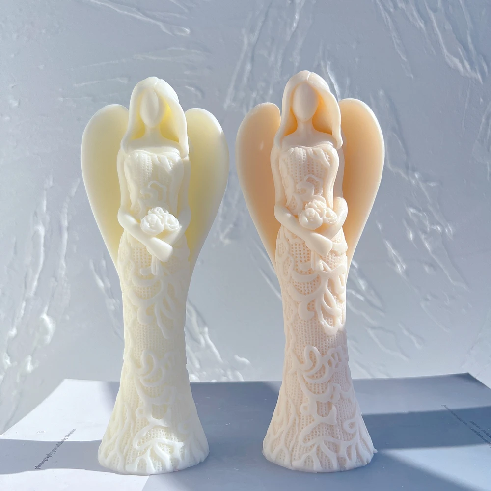 Greek Women Figurine Home Decor Mother Statue Silicone Mold Lady Angel Sculpture Soy Wax Candle Mould