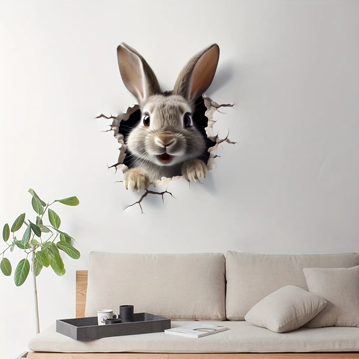 Cartoon 3D Rabbit Wall Stickers Self-adhesive Stickers School Classroom Bedroom Living Room Dining Room Kitchen Bathroom Decor