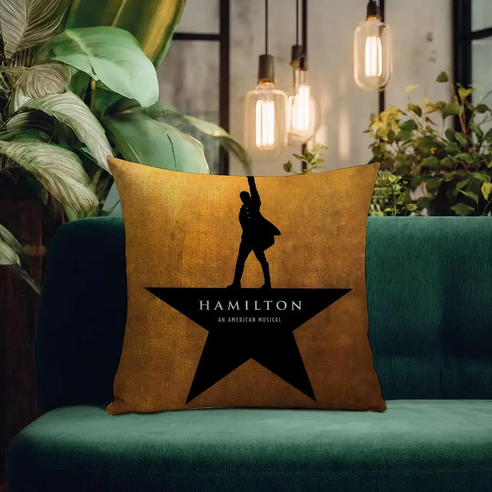 Musical Hamilton Cushion Cover Natural Linen Pillowcase Set All-in-One Decor Cushion Cover for Sofa Bedroom Chair