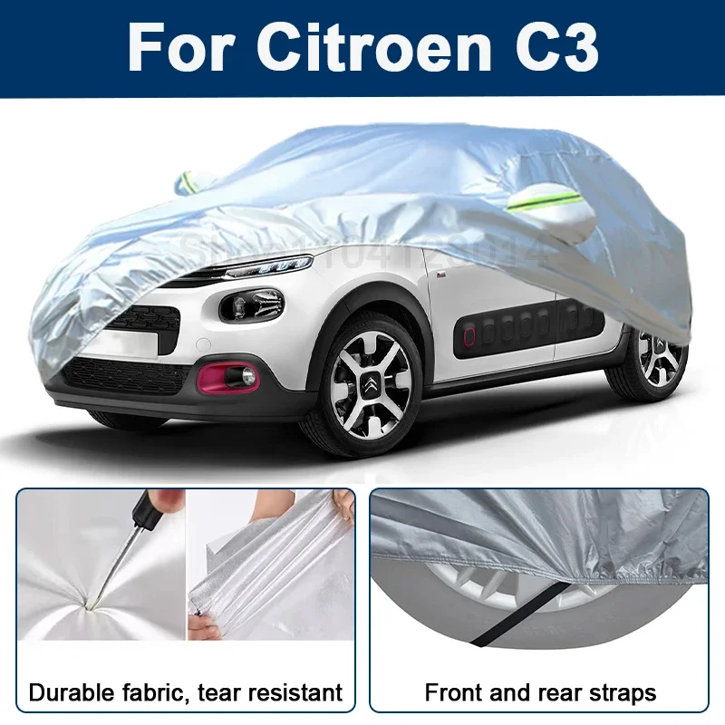 

Outdoor Full Car Cover For Citroen C3 with Reflective Strips Waterproof Snowproof Dustproof UV Protection Auto Accessories