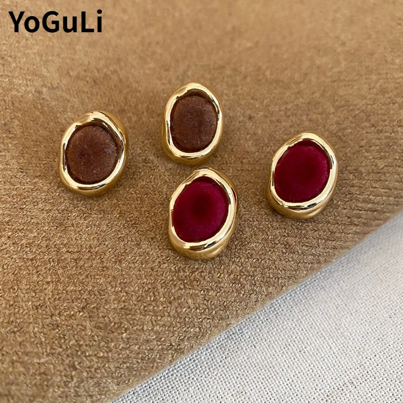 Fashion Jewelry Pretty Design Elegant Temperament Simply Red Brown Metal Earrings For Women Female Gifts Popular Accessories