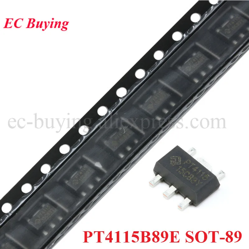 10pcs/lot PT4115 PT4115B89E SOT-89 SOT89-5  LED Driver 30V 1.2A High Dimming Ratio Constant Current IC SMD Integrated Circuit