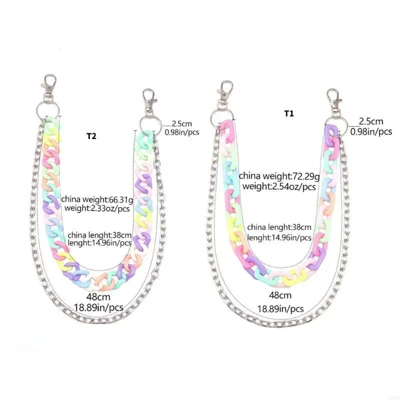 y3ne الطول القابل للتعديل طبقة مزدوجة طبقة أكريليك بانت سلسلة أزياء أزياء للسروال #6