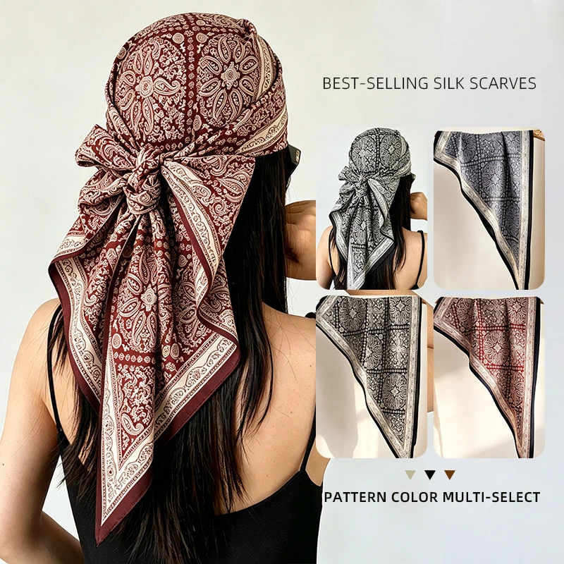 Triangle Scarf Hijab Bandana Handkerchief Silk Scarves Woman Headscarf Luxury Shawl Female Print Neckerchief Wrap Head Wrap