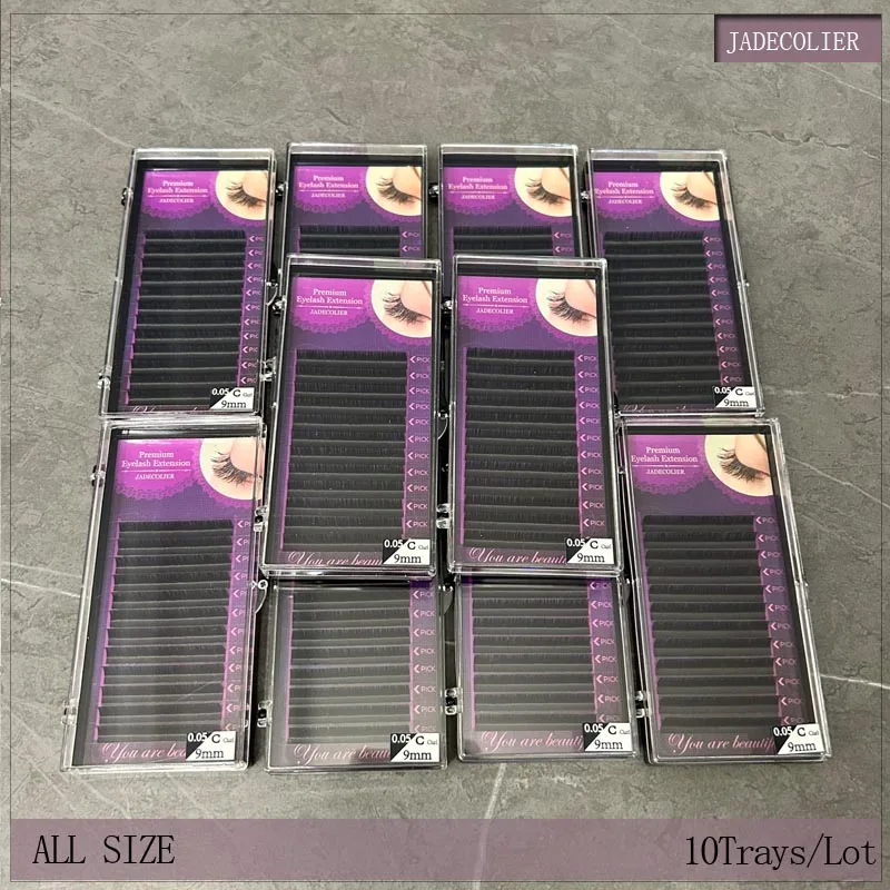 jadecolier-高品質のシルクつけまつげ個別のまつげエクステ手作りナチュラルロング人工10トレイ-バッチ