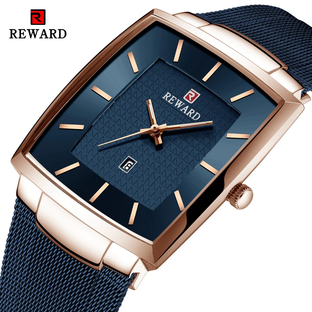 REWARD Fashion Blue Men\'s Watches 2023 New Top Luxury Brand Watch Men Business Waterproof Stainless Steel Quartz Wristwatch