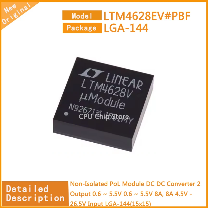 1~5PCS  New Original  LTM4628EV#PBF  LTM4628EV  Non-Isolated PoL Module DC DC Converter 2 Output 0.6 ~ 5.5V 0.6 ~ 5.5V 8A, 8A