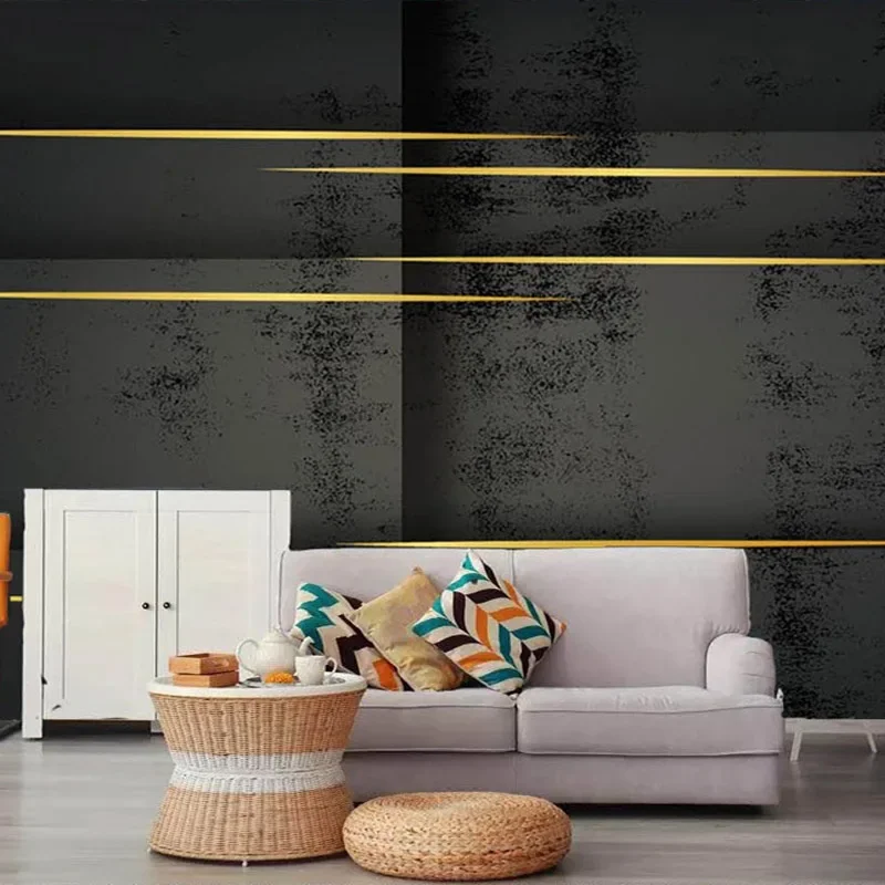 

Custom Photo Art Mural 3D Nordic Personality Abstract Geometric Gold Lines Living Room Bedroom Wall Murals Cement Gray Wallpaper