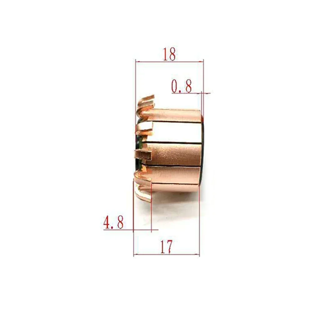 Copper Motor Commutator with Excellent Electrical and Mechanical Properties 8x23x17 (18) mm 1 Piece with 12P Teeth