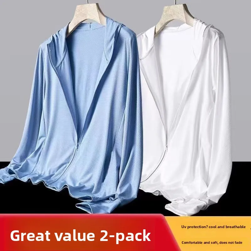 

Men's Summer Lightweight Breathable UV Protection Ice Silk Fiing Jaet Loose Fit Long Sve High Collar Faionable Ci ...