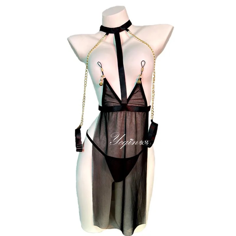 Porno Costume Sexy Women Open Leak-free SM Bed Shirt Sexy Lingerie Mesh Perspective Uniform Naughty Costumes