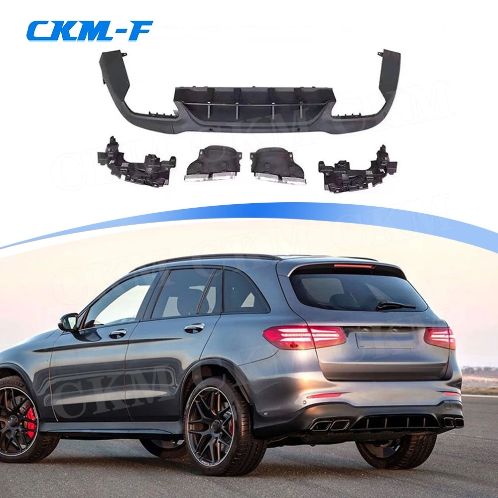 

PP Material Rear Bumper Lip Diffuser with Exhaust Tips for Mercedes Benz GLC X253 Sport GLC 300 GLC250 GLC43 2017-2019