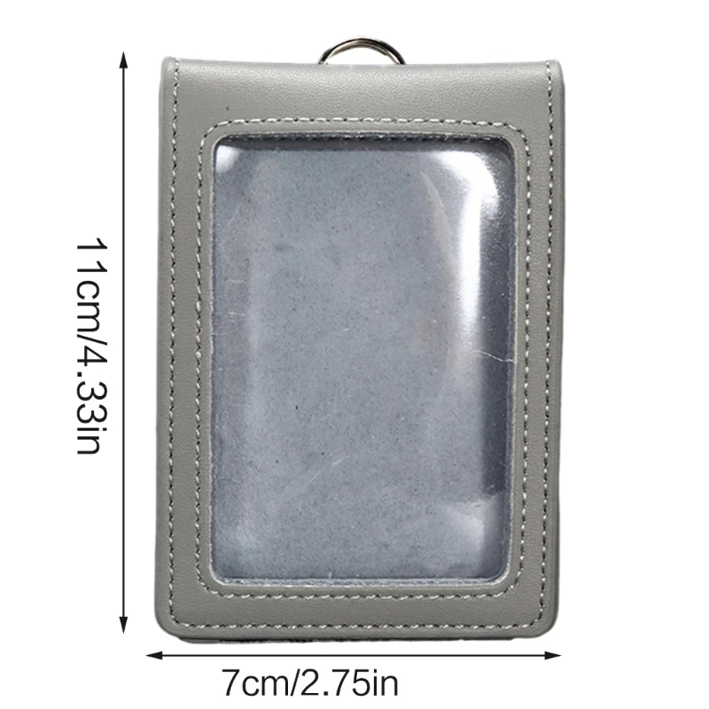 Unisex Waterproof Leather Card Sleeve Clear Window Card Protector for Formal Reporter Police Badge ID Business Work Card Holder