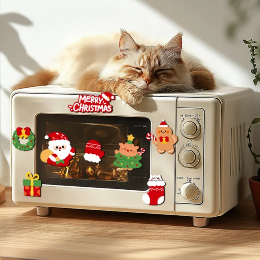 12 Stück/Set Weihnachts-Kühlschrankmagnete Niedlicher Weihnachtsmann Weihnachtsbaum Schneemann Lebkuchenmann Kühlschrankaufkleber Heim-Küchen-Deko Geschenk – Detail 4