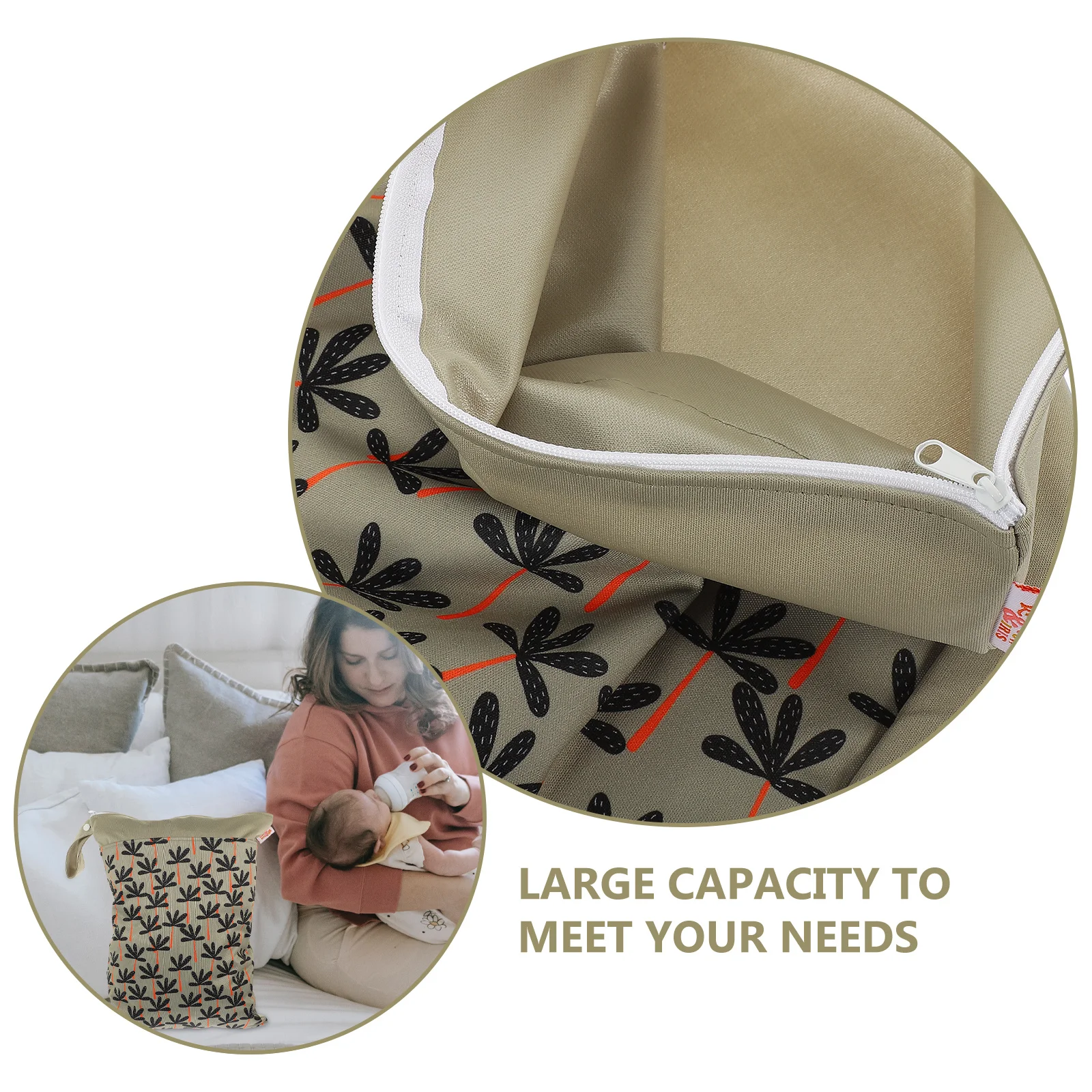 حقيبة تخزين الحفاضات المقاومة للماء، سحاب قابل للغسل، منظم محمول لحقيبة الحفاضات الأساسية للسفر والطفل #4