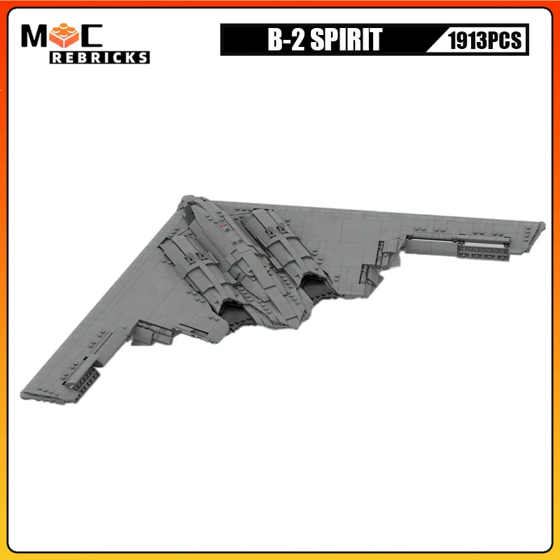 MOC-166363 Air Force Aircraft B-2 Stealth Strategic Bomber Military Fighter Building Blocks Airplane Weapons Model Kid Brick Toy