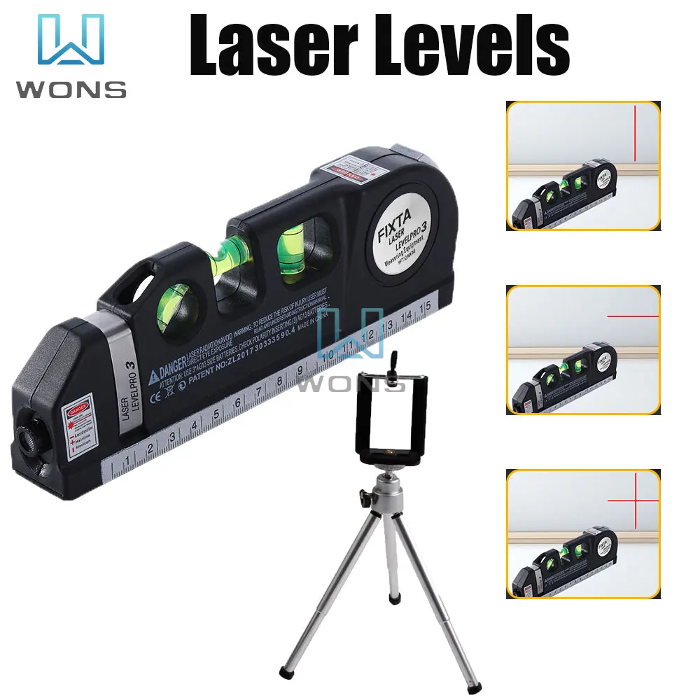 4 In 1 Multipurpose Laser Level Line Tool Laser Measure Line Cross 8ft+ Measure Tape Ruler Adjusted Standard and Metric Rulers