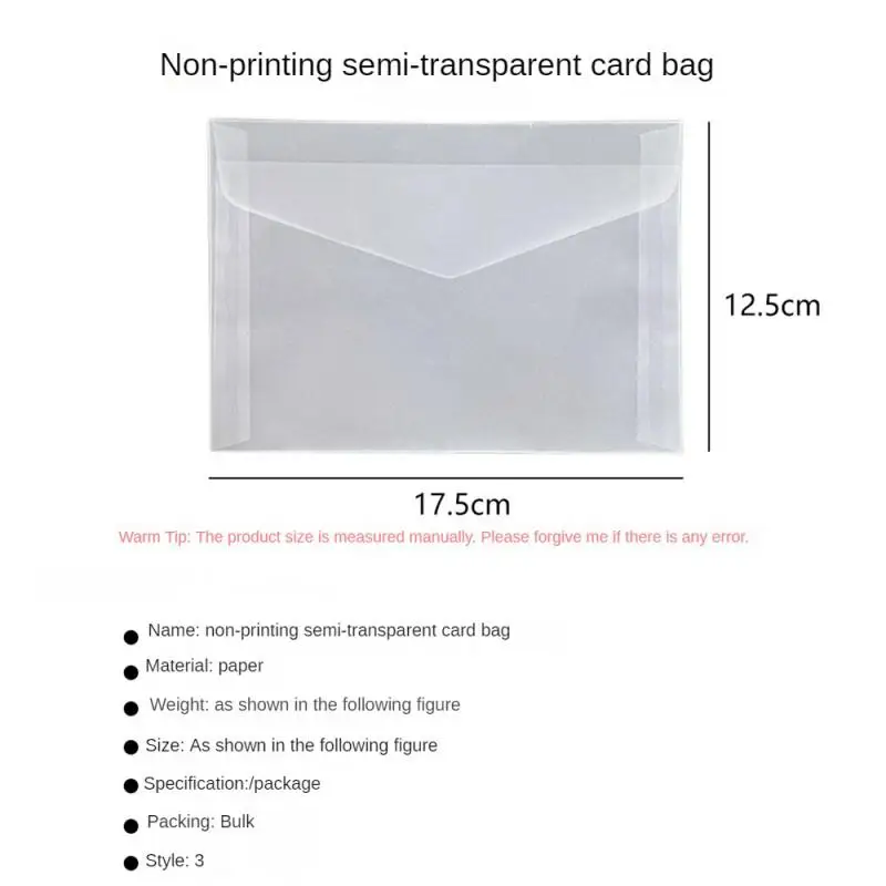 Saco de embalagem translúcido para papelaria, adequado para pequeno e portátil, durável e ambientalmente amigável, aproximadamente 2,2g