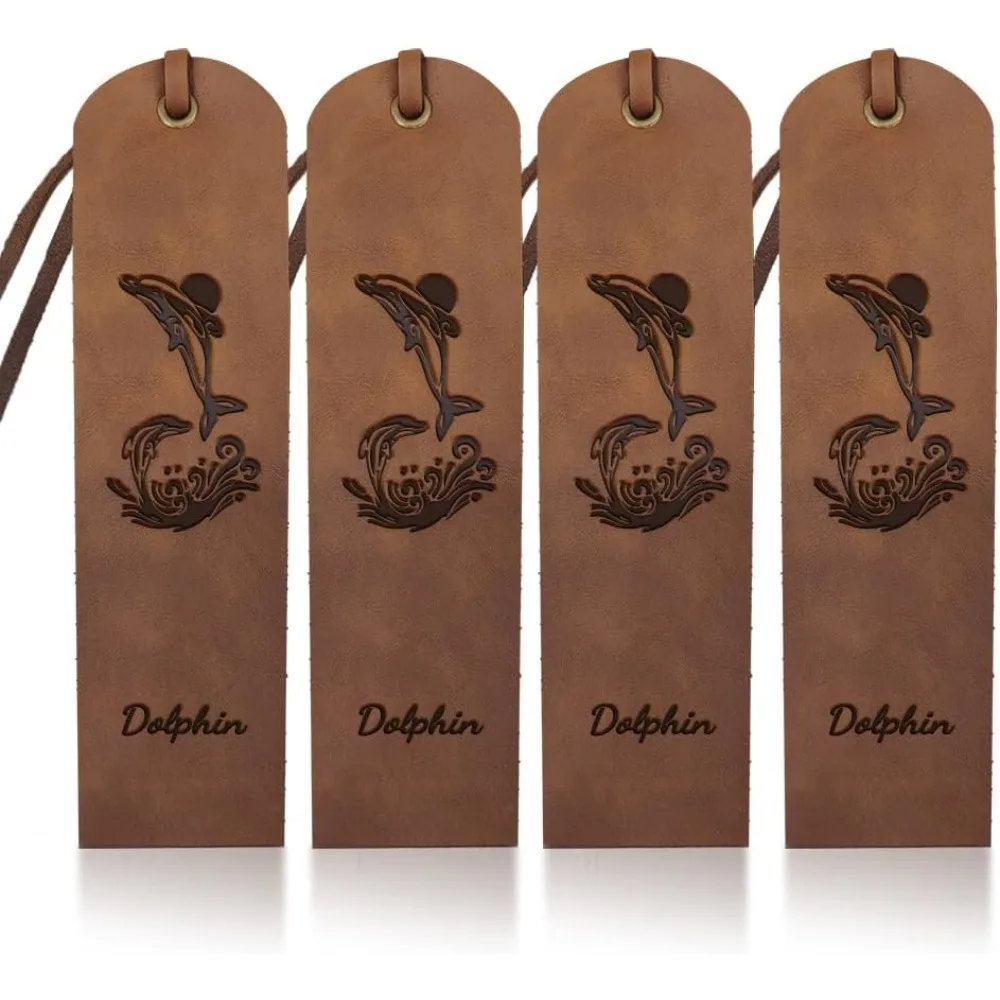 

Cowhide Leather Labels Handmade Embossed Tag with Holes for DIY Jeans Bags Shoes Hat Accessories Dolphin 180x50x1.2mm