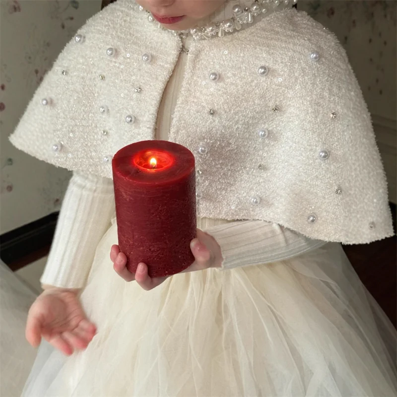 Girls'   Beaded Cape Sweater and Mesh Skirt Two-Piece Set