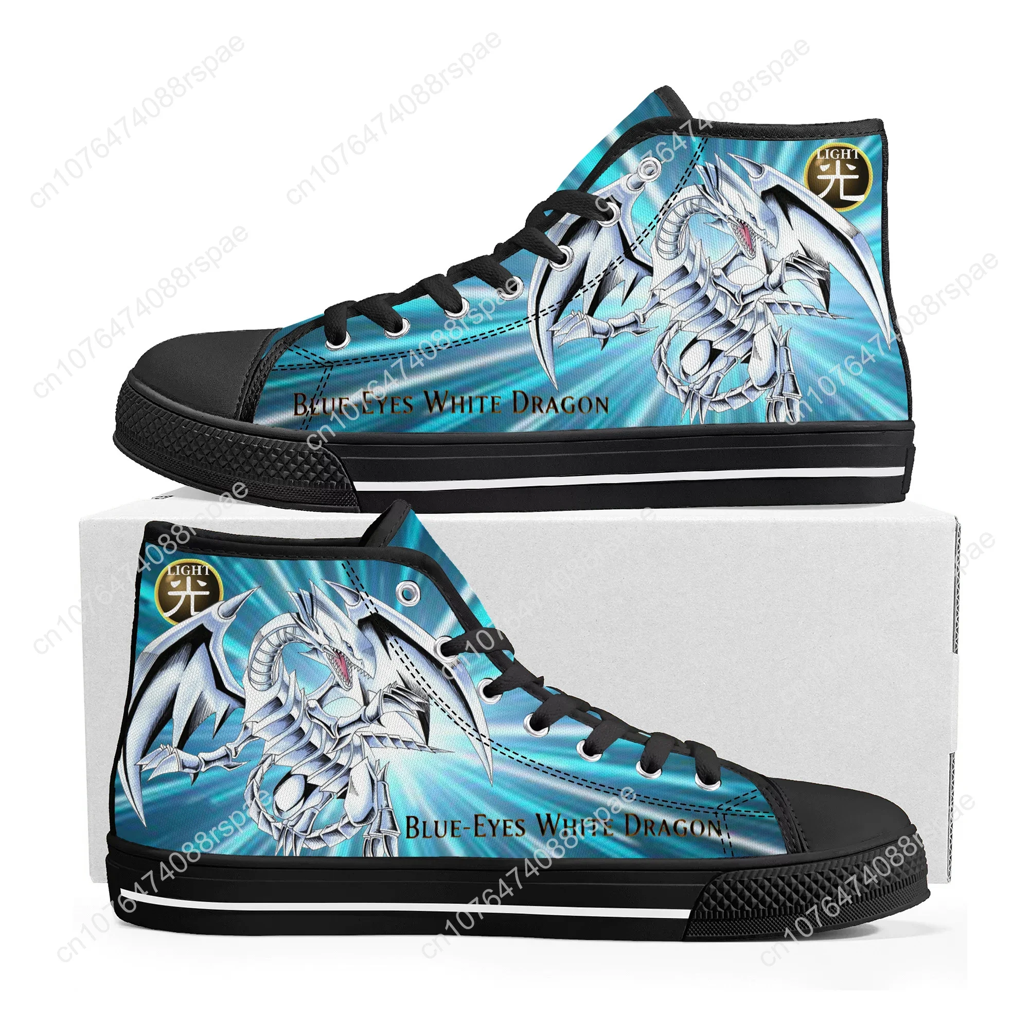 Yu-Gi-Oh Seto Kaiba Blauwe Ogen Witte Dragon Hoge Sneakers Heren Dames Tiener Canvas Sneaker Casual Paar Schoenen Aangepaste Schoen