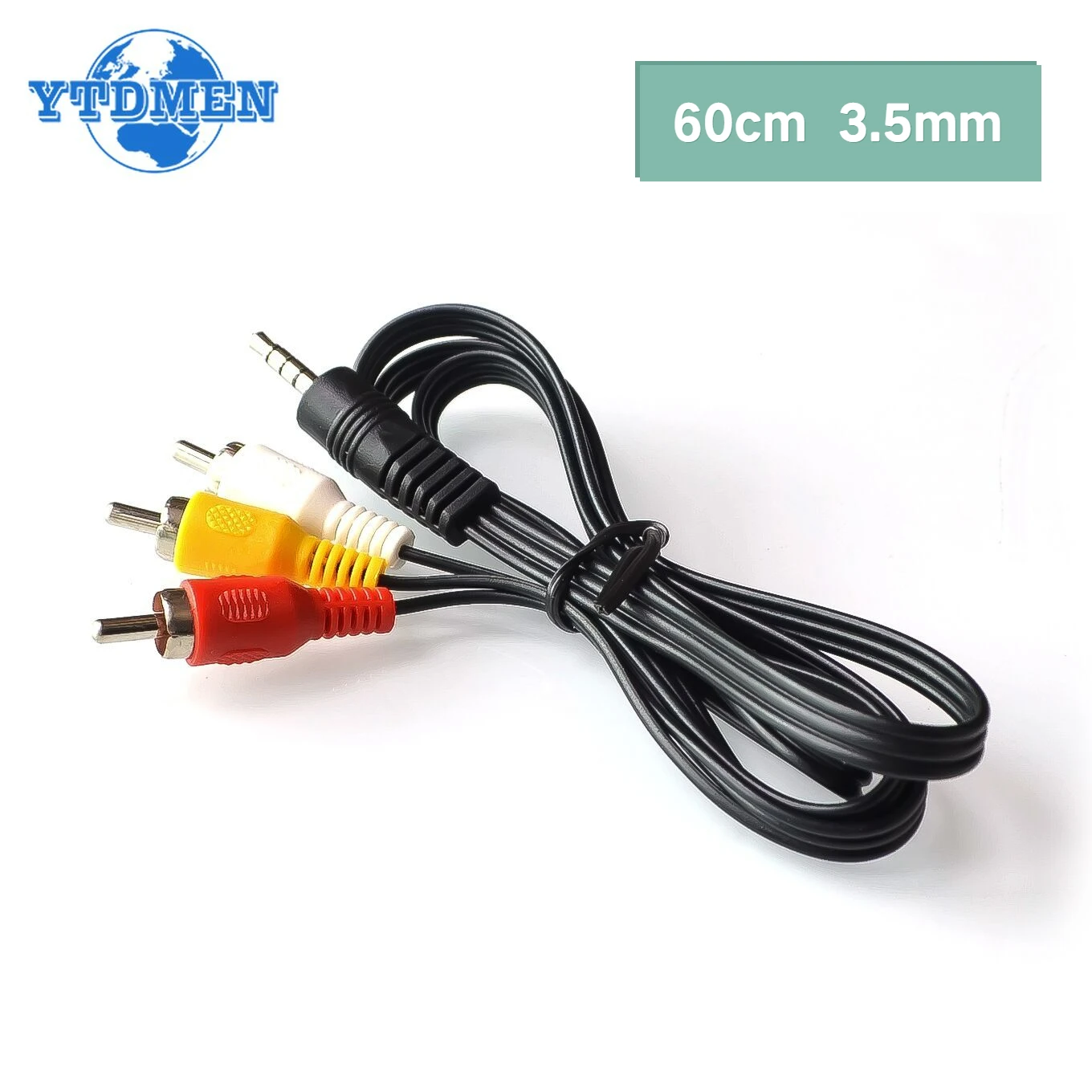 60cm 3.5mm Jack Plug Male To 3 RCA Adapter 3.5 To RCA Male Audio Video AV Cable Wire Cord High Quality