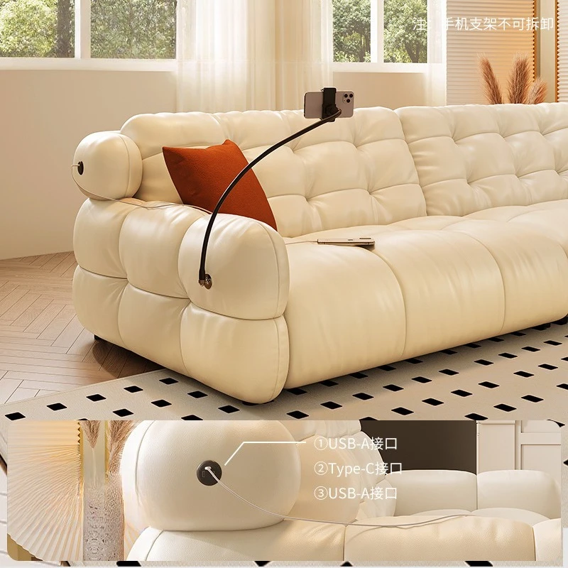 Puff cloud sofa living room small apartment straight row function leather marshmallow sofa