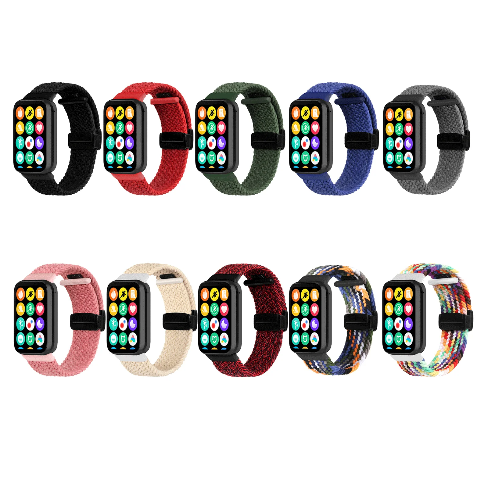 Elastisch gevlochten magnetische band voor Xiaomi Redmi Watch 4-band, verstelbare geweven nylon armband polsband voor Xiaomi Mi Band 8 Pro