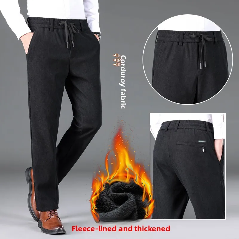 

Thiened вельветовые брюки мужские осенне-зимние теплые большие размеры на подкладке Thiened среднего возраста и длинные брюки