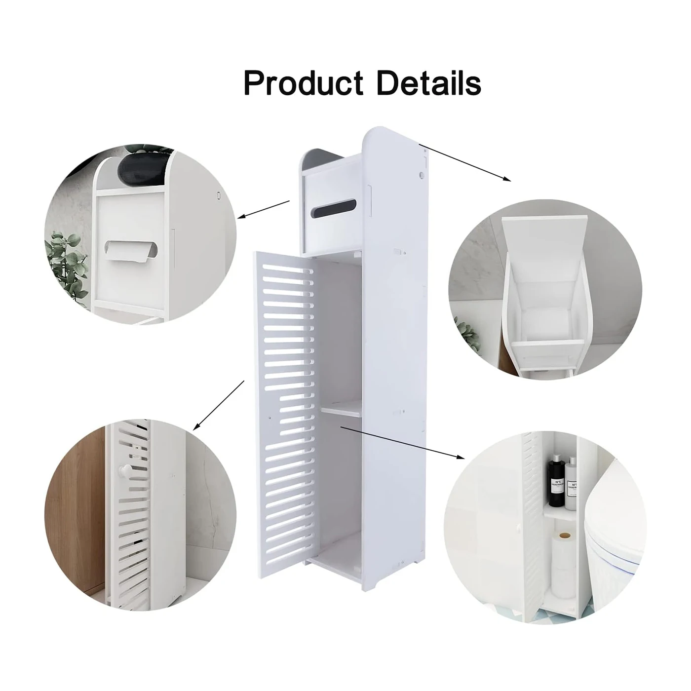 Bathroom Storage Cabinet Multi-purpose Living Room Floor Cabinet Furniture Cabinets for Small Space Toilet Paper Holder Storage