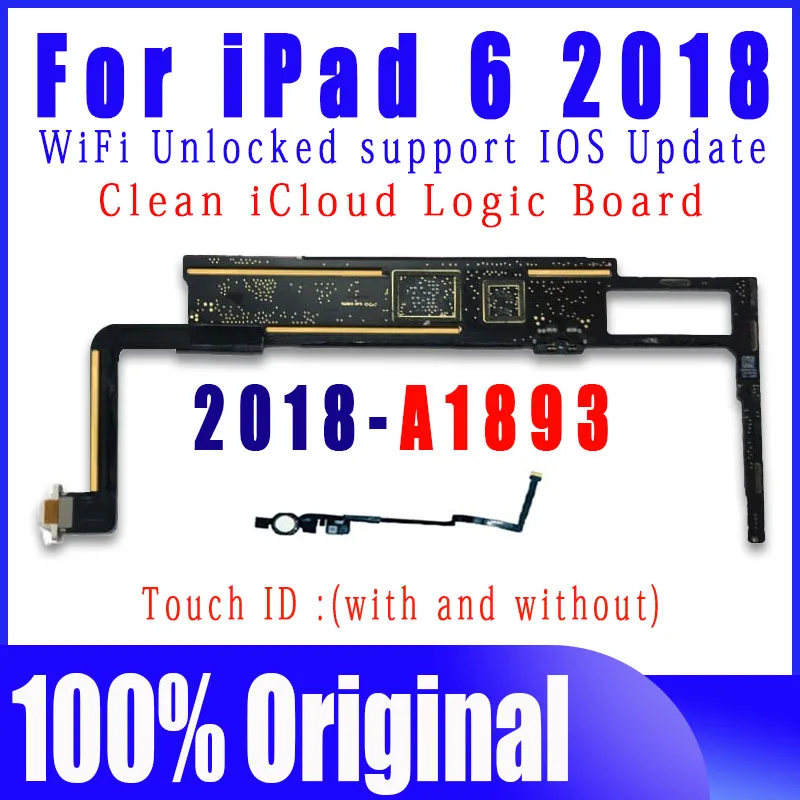 Clean iCloud A1893 Wifi Version NO ID Account Logic Boards Original For IPad 2018 9.7 Inch 6th Motherboard With IOS System