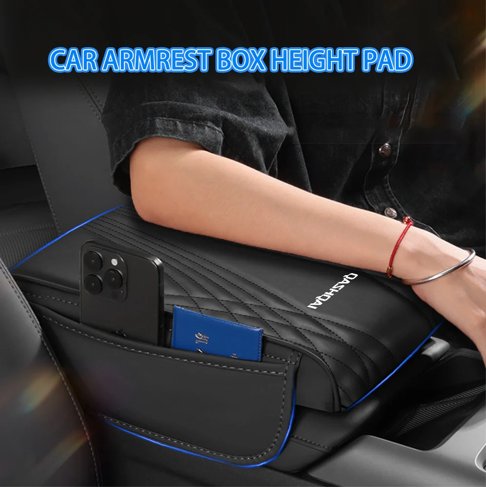 

Car Armrest Heightening Cushion with Side Storage Bag Center Console Protect Cover for Nissan Qashqai J10 J11 Elbow Support Pad