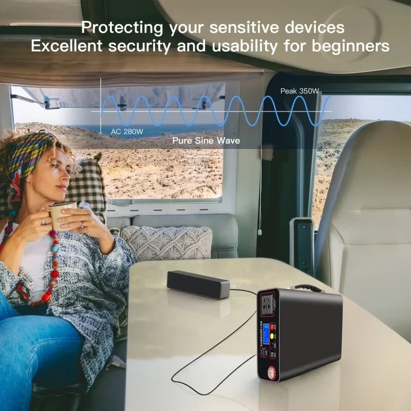 90000mAh Portable Power Station High-Performance LiFePO4 Solar Generator  Home Emergencies 300w AC/DC/Type-C/USB Outputs