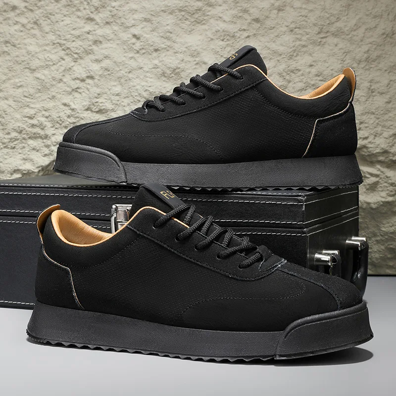 Retro Fashion Brown Men's Low Sneakers Big Size 45 Breathable Flat Shoes Trainers Men Lace-up Casual Sneakers Zapatillas Hombre
