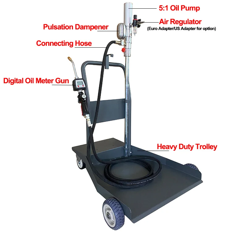 High Viscosity Pneumatic 200 Liters Motor Engine Lubrircating Lube Distributor Oil Barrel Trolley With Pump