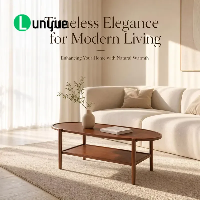 Modern Oval Coffee Table with Shelves Ash Veneer Solid Ash Legs E1 Grade Durable Living Room Executive Lounge Household