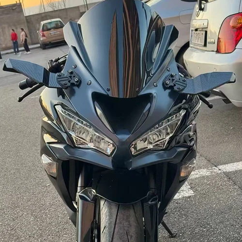 Imagen 2 del producto Para Kawasaki Ninja 250 300 400 ZX6R ZX636 ZX10R Universal motocicleta alerón lateral ajustable carenado con espejo retrovisor