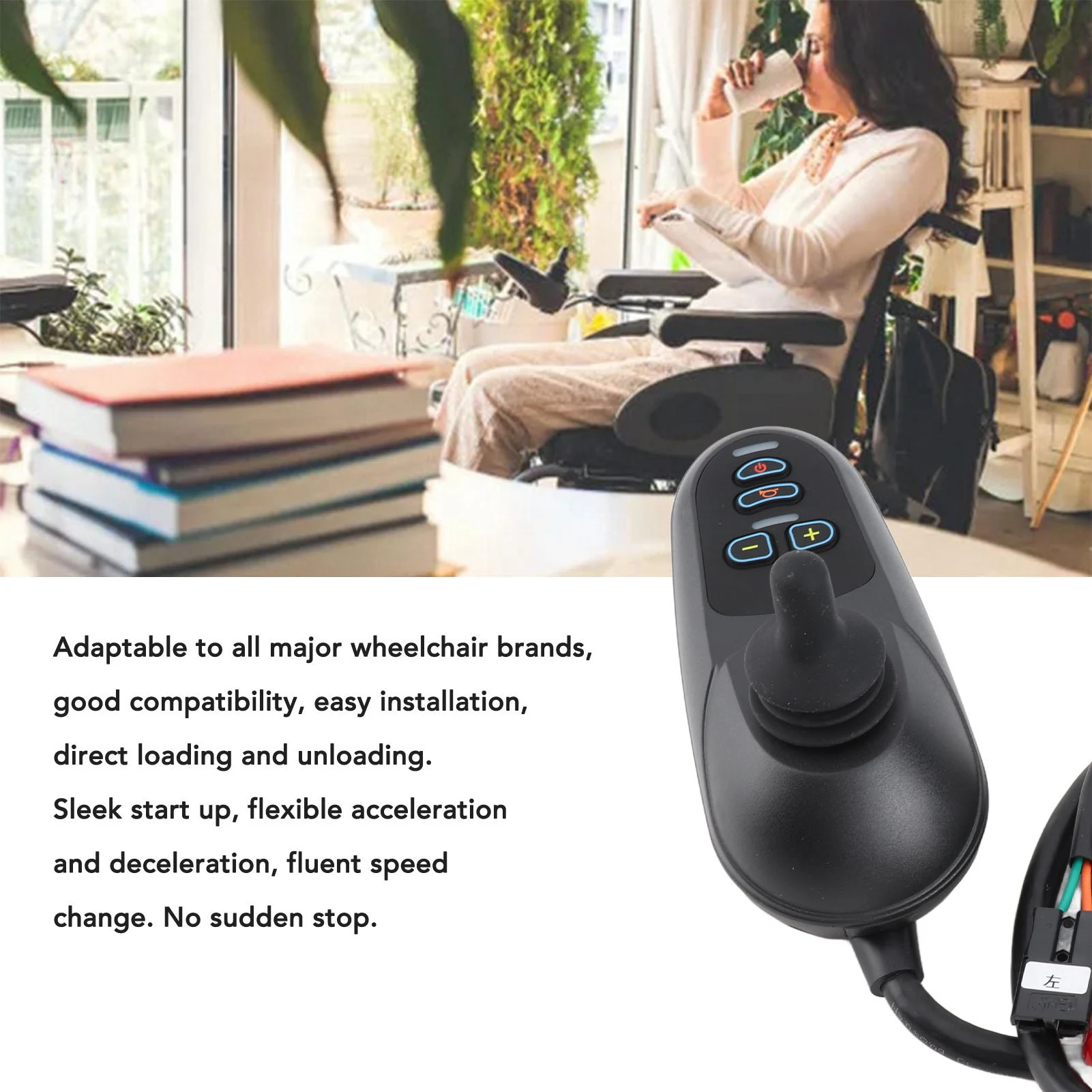 

Wheelchair Joystick Controller DC24V 45A Fluent Speed Change Electric Wheelchair Controller with Brake Function for Home